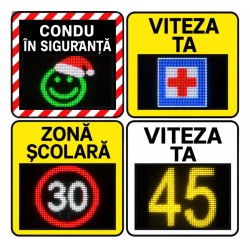 Indicator rutier afisare viteza – multicolor (3 LEd-uri), 45 cm, date trafic, carcasa aluminiu